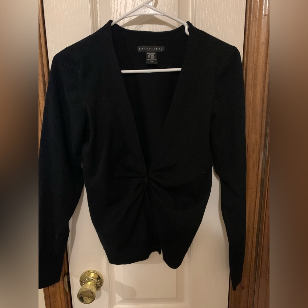 Apostrophe black, long sleeved cardigan, size small